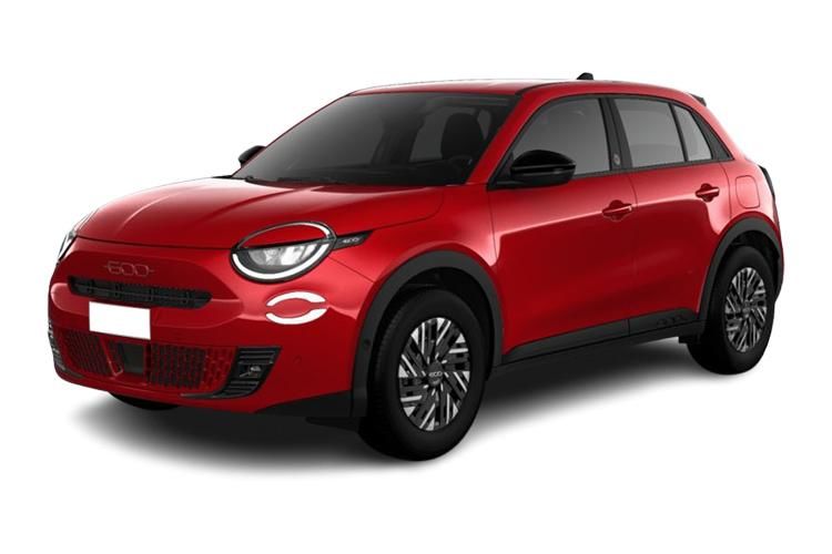 fiat 600 hatchback 115kw red 54kwh 5dr auto [17" alloy] front view
